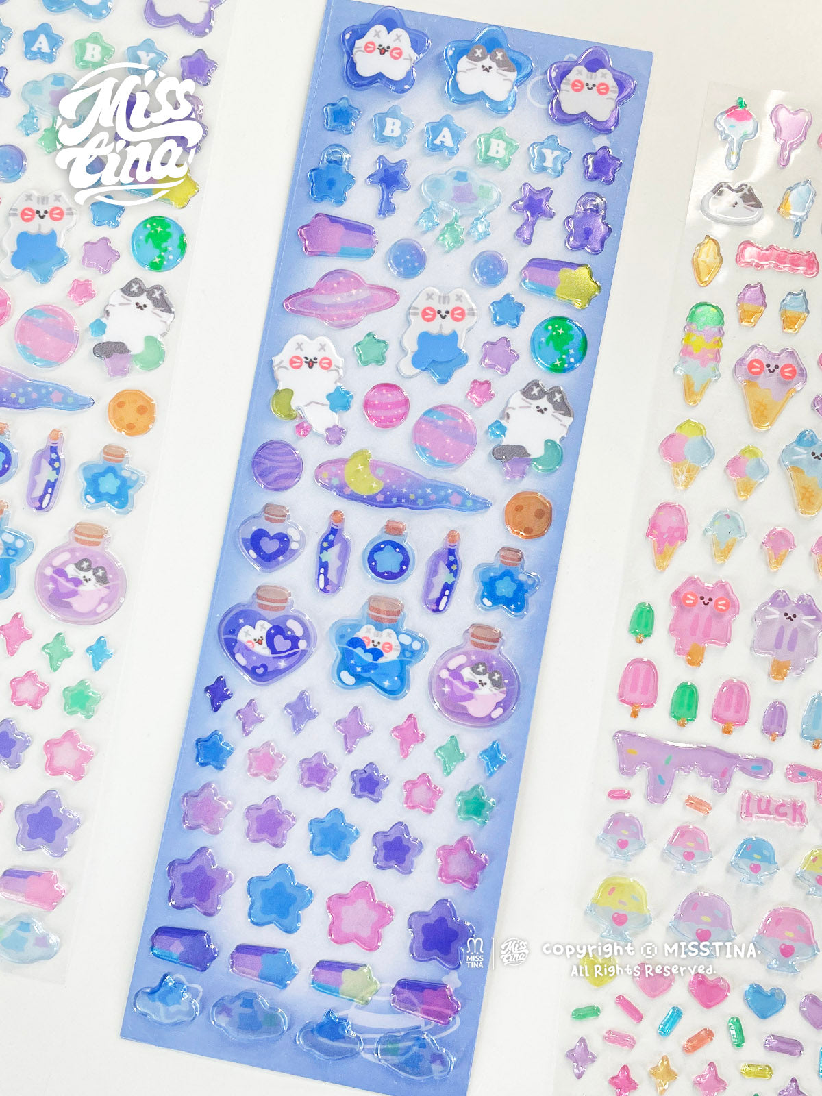 MISSTINA original transparent snowflake ice candy DECO three-dimensional stickers diary notebook card