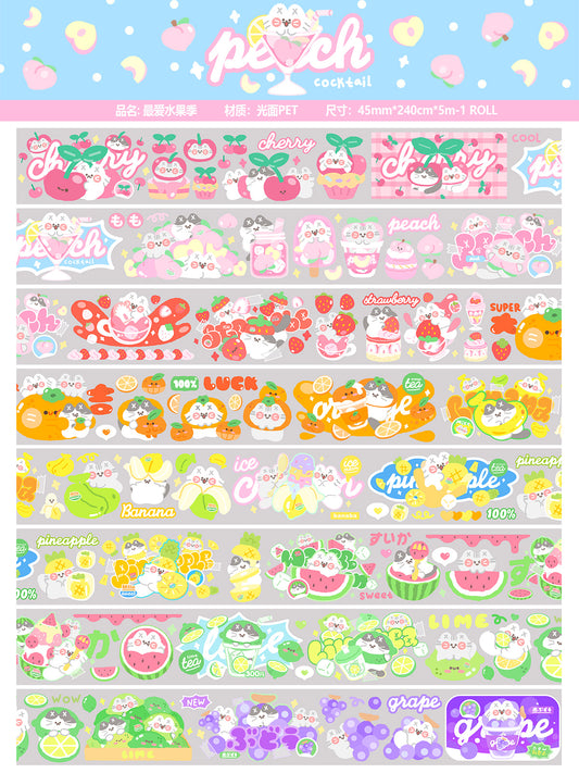 "MISSTINA" tape MI favorite fruit season glossy PET decorative notebook sticker original cat material