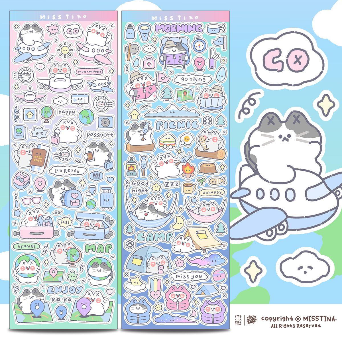 「MISSTINA」Travel Mi Flash Film Matt Film Borderless Sticker Original Waterproof Notebook Matt Film Star Coo Card