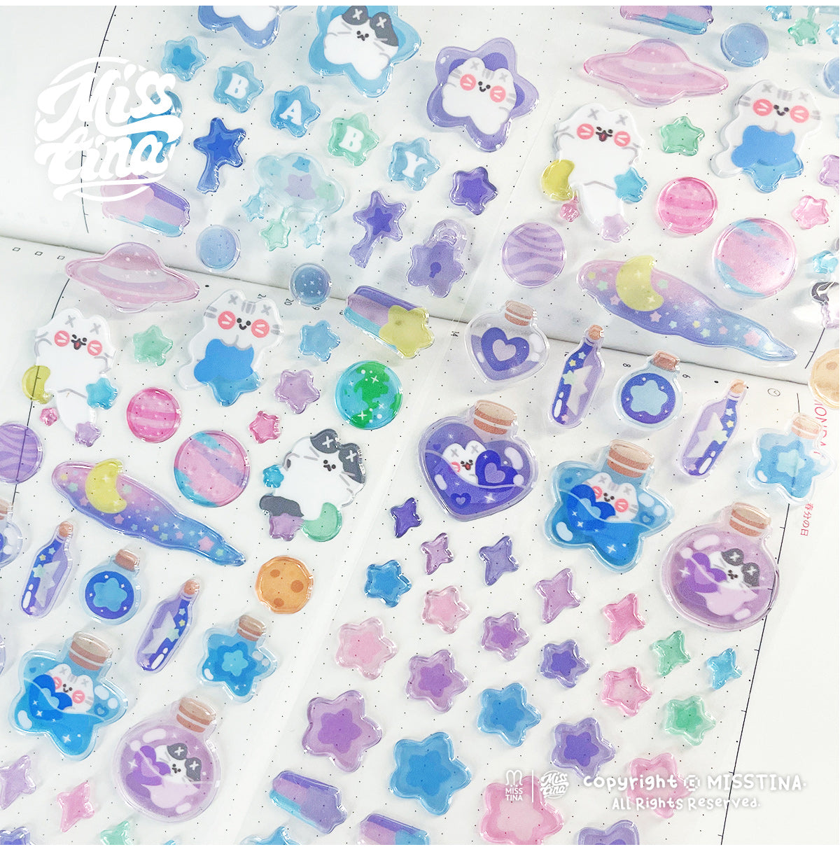 MISSTINA original transparent snowflake ice candy DECO three-dimensional stickers diary notebook card