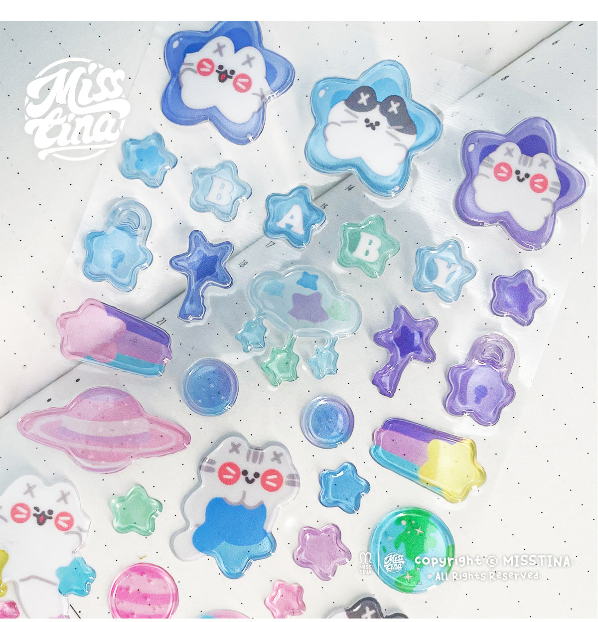 MISSTINA original transparent snowflake ice candy DECO three-dimensional stickers diary notebook card