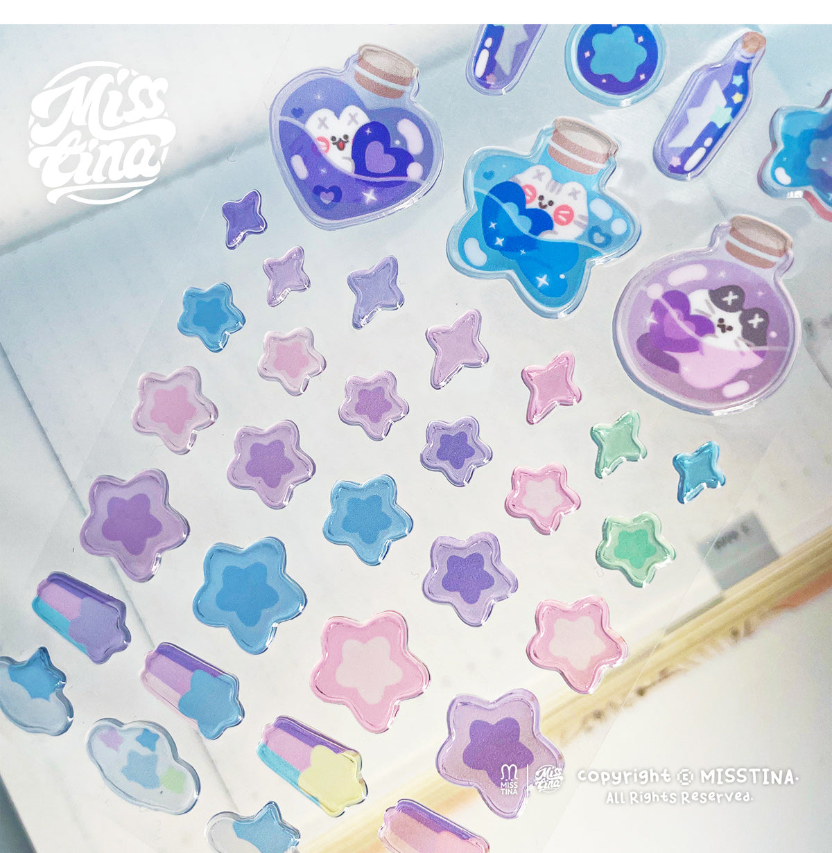 MISSTINA original transparent snowflake ice candy DECO three-dimensional stickers diary notebook card