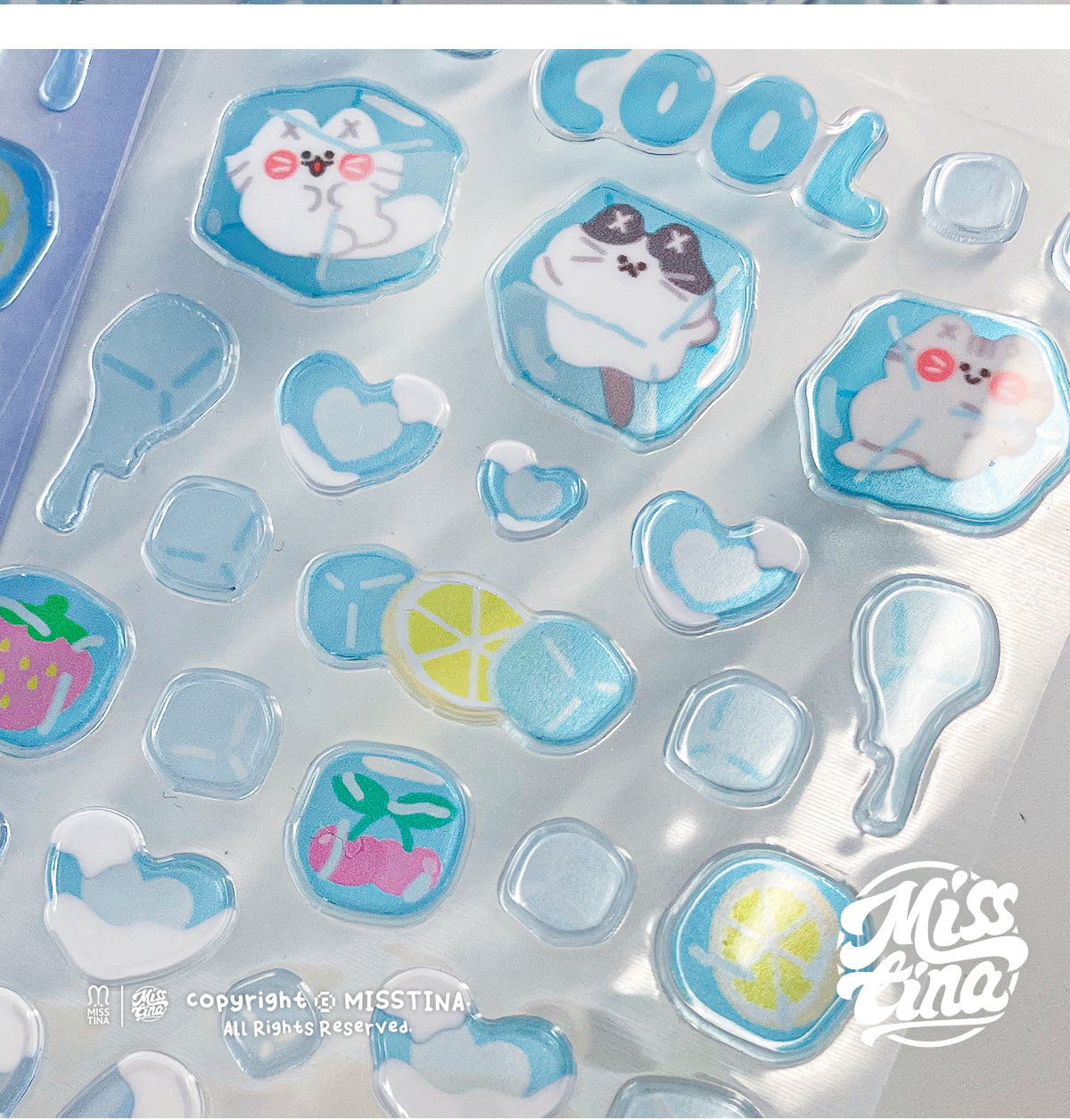 MISSTINA original transparent snowflake ice candy DECO three-dimensional stickers diary notebook card