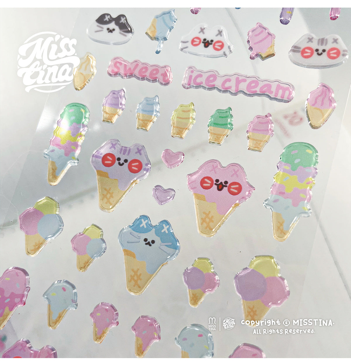 MISSTINA original transparent snowflake ice candy DECO three-dimensional stickers diary notebook card