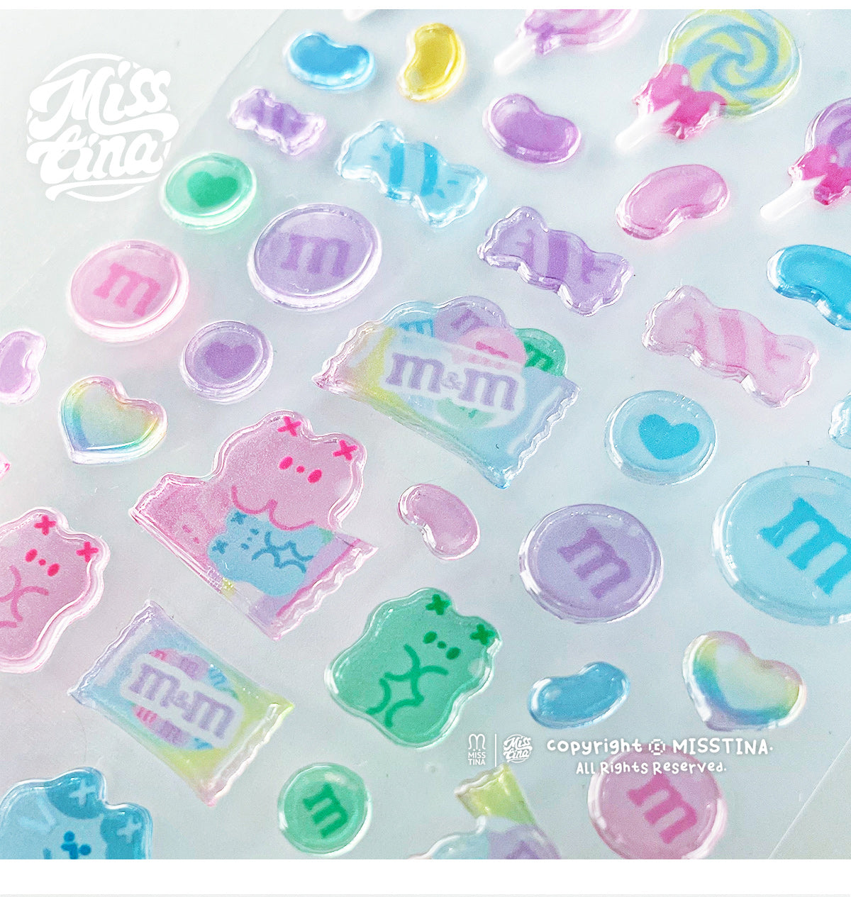 MISSTINA original transparent snowflake ice candy DECO three-dimensional stickers diary notebook card