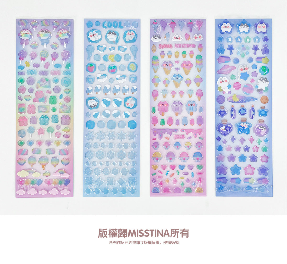 MISSTINA original transparent snowflake ice candy DECO three-dimensional stickers diary notebook card