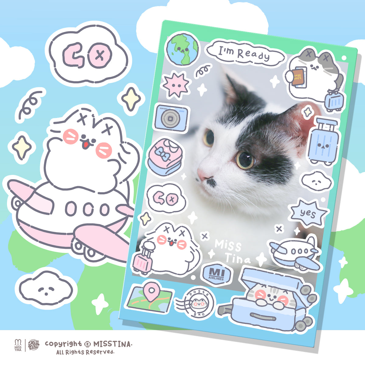 「MISSTINA」Travel Mi Flash Film Matt Film Borderless Sticker Original Waterproof Notebook Matt Film Star Coo Card