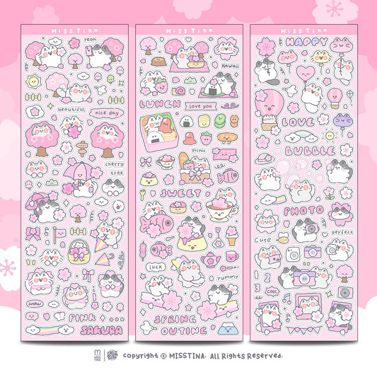「MISSTINA」Spring Symphony Mi Stickers, Three Star Sparkling Sand Films, Original Handmade Curtain Matte Film, Guka Stickers
