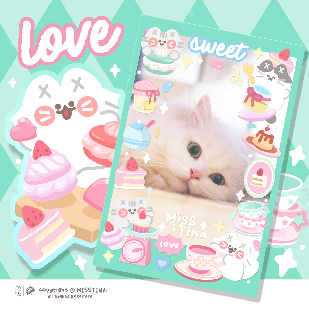 「MISSTINA」Pink Kitchen Mi Flash Film Borderless Sticker Original Waterproof Notebook Matte Film Star Coo Card