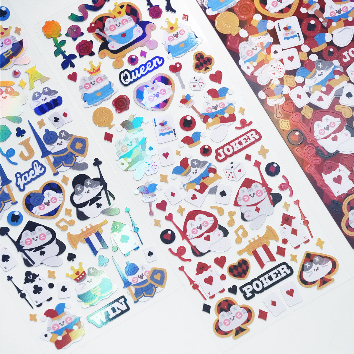 "MISSTINA" MI's red and blue Poker Kingdom plain laser film stickers original waterproof notebook stickers