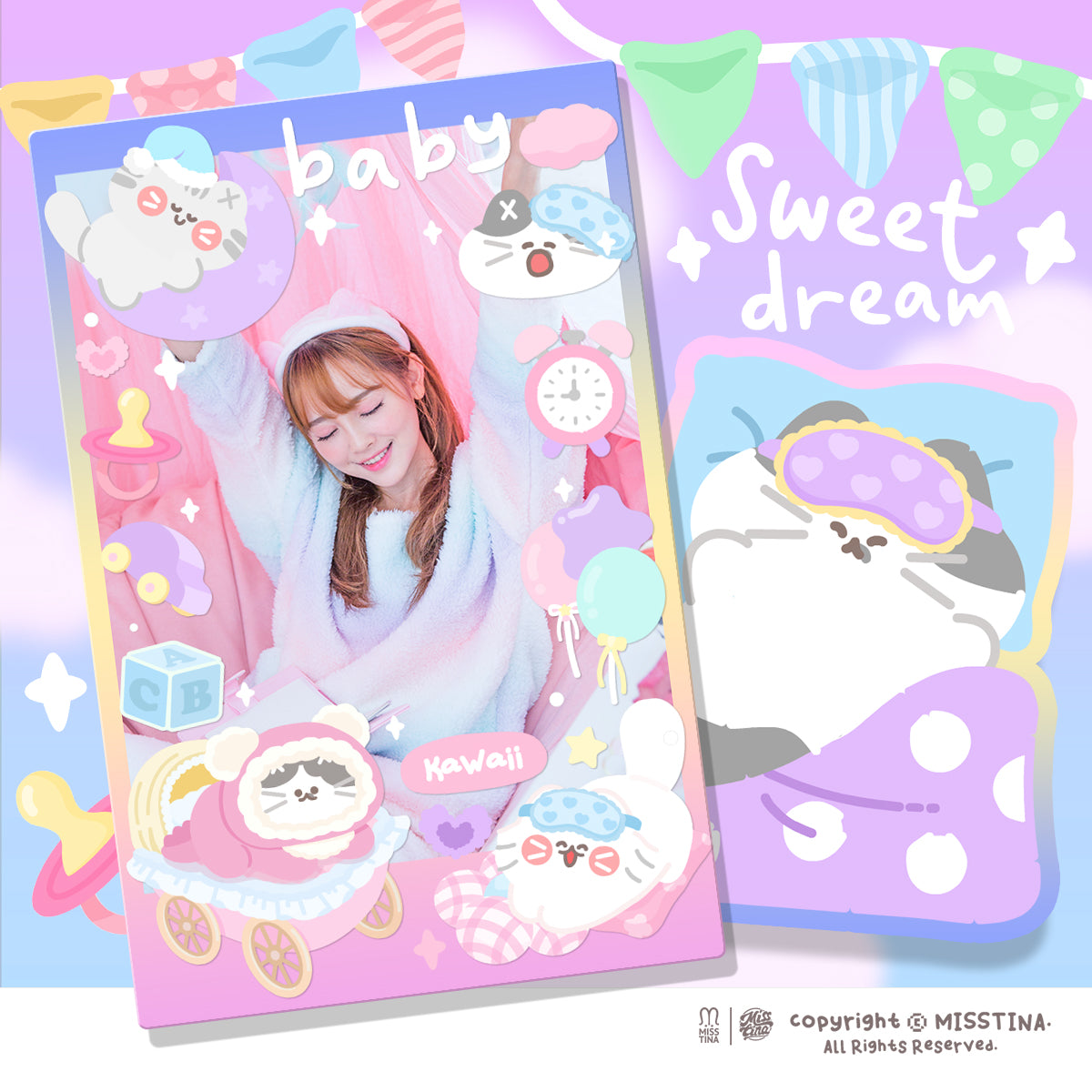 「MISSTINA」Baby Mi Flash Film Borderless Sticker Original Waterproof Notebook Matte Film Star Coo Card