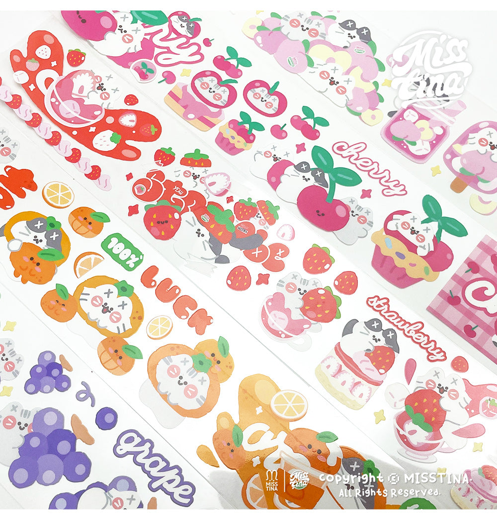"MISSTINA" tape MI favorite fruit season glossy PET decorative notebook sticker original cat material