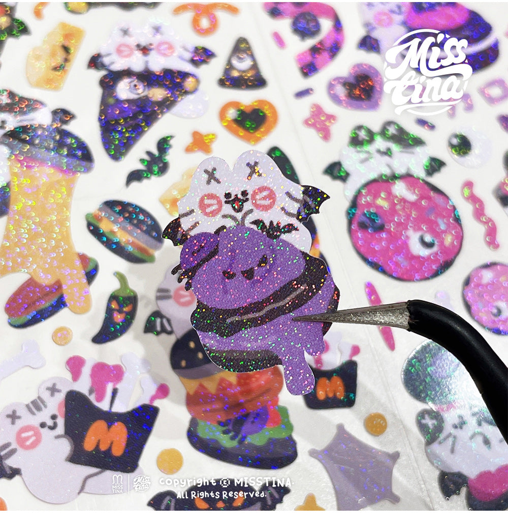 「MISSTINA」MI Devil's Food Halloween Original Flash Film Sticker Waterproof Notebook Star Card Guka
