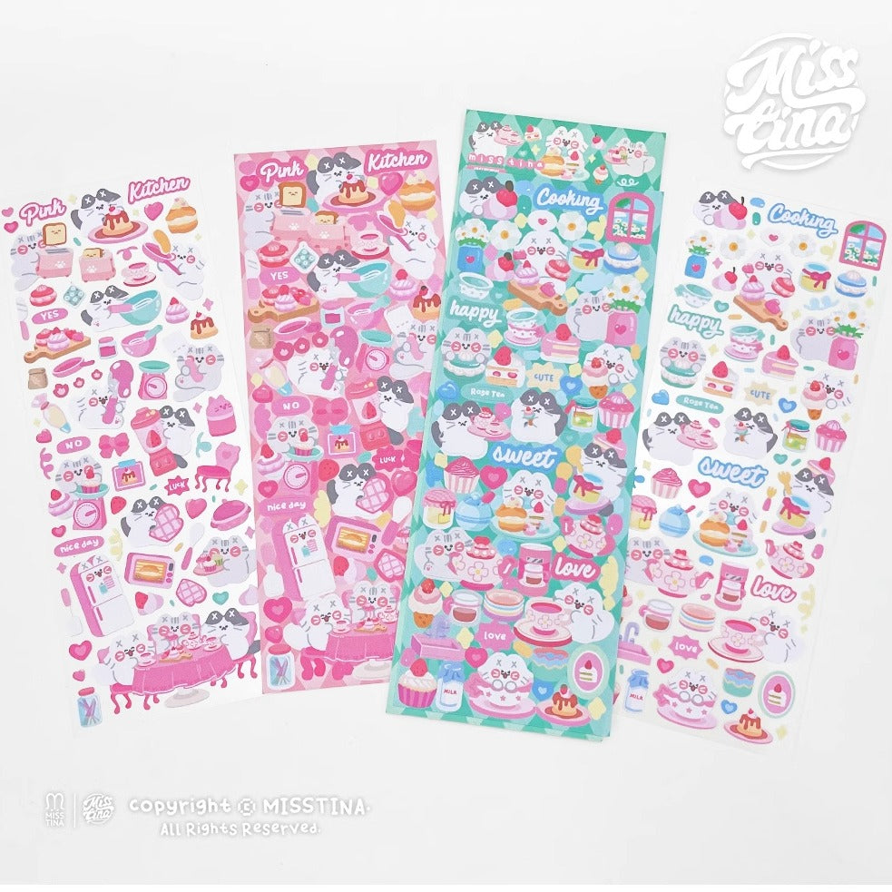 「MISSTINA」Pink Kitchen Mi Flash Film Borderless Sticker Original Waterproof Notebook Matte Film Star Coo Card