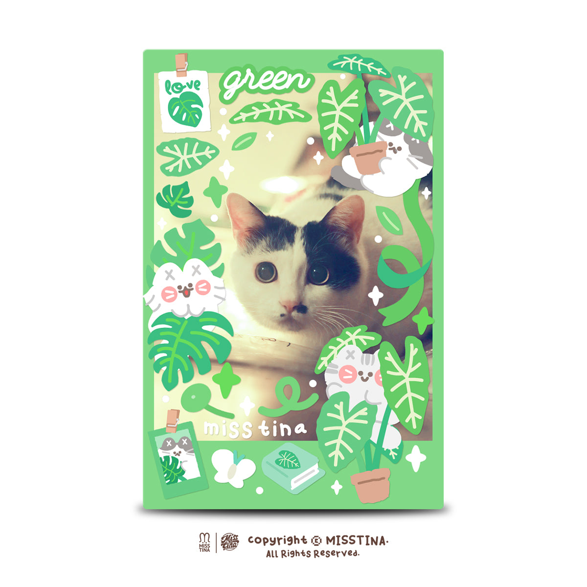「MISSTINA」Plants green plants Mi original flash film borderless stickers waterproof handbook celebrity card stickers