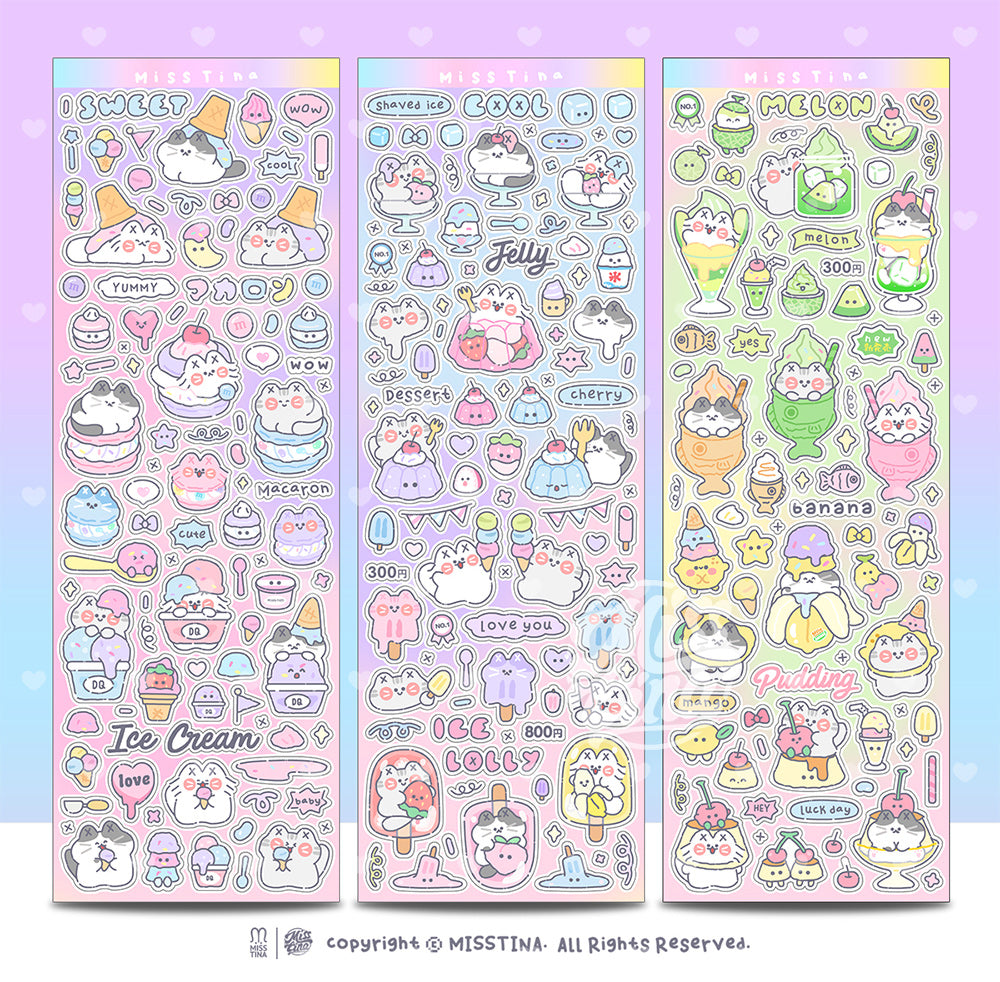 「MISSTINA」Colorful Dessert Flash Film Sticker Original Waterproof Notebook Matte Film Star Coo Card