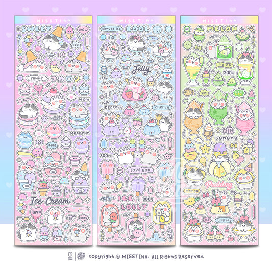 「MISSTINA」Colorful Dessert Flash Film Sticker Original Waterproof Notebook Matte Film Star Coo Card