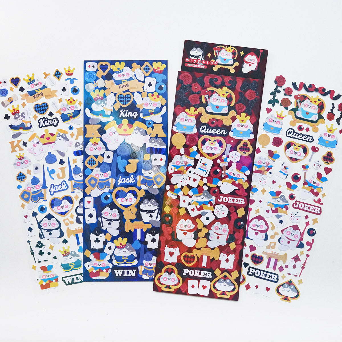 "MISSTINA" MI's red and blue Poker Kingdom plain laser film stickers original waterproof notebook stickers