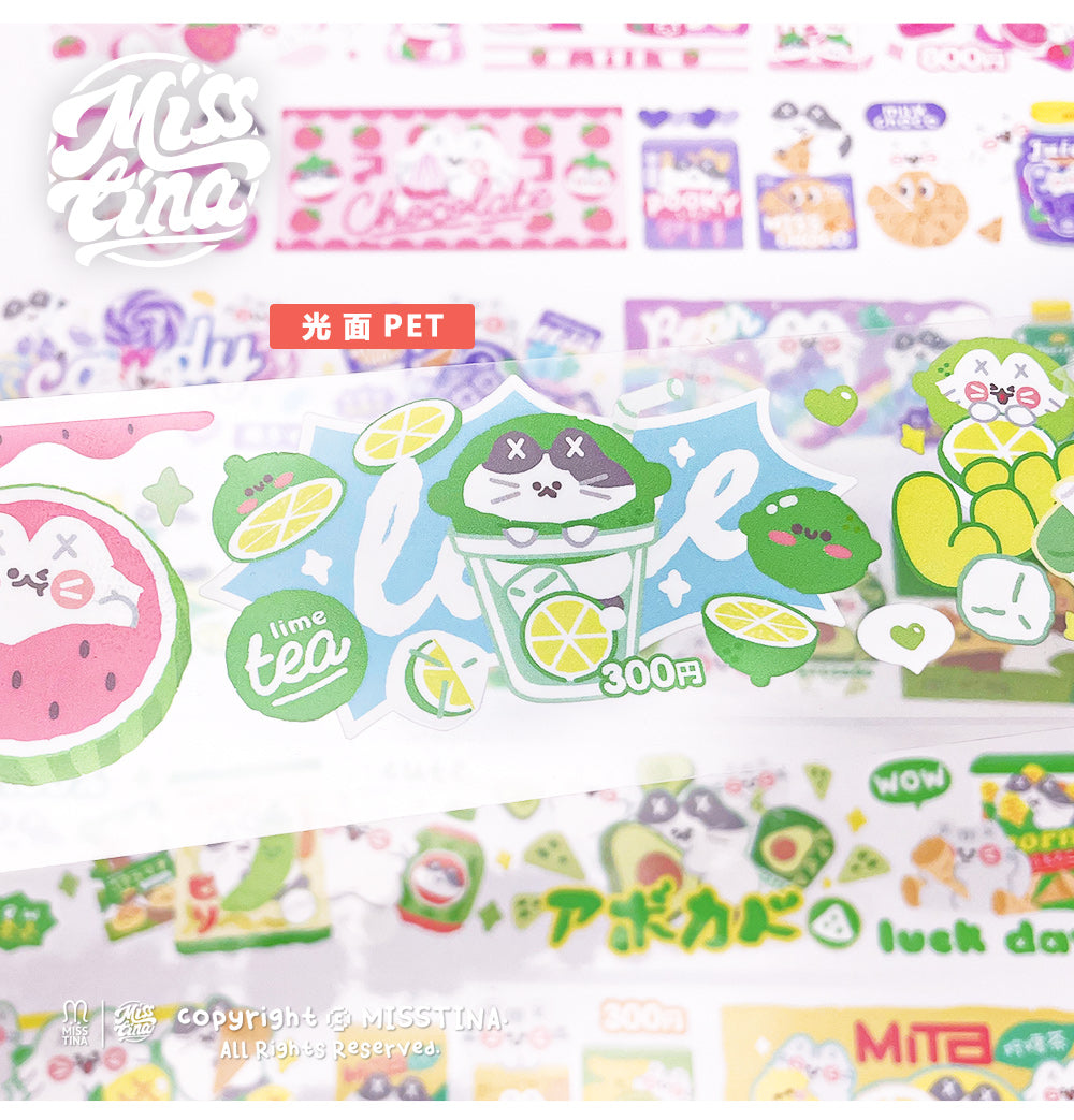 "MISSTINA" tape MI favorite fruit season glossy PET decorative notebook sticker original cat material