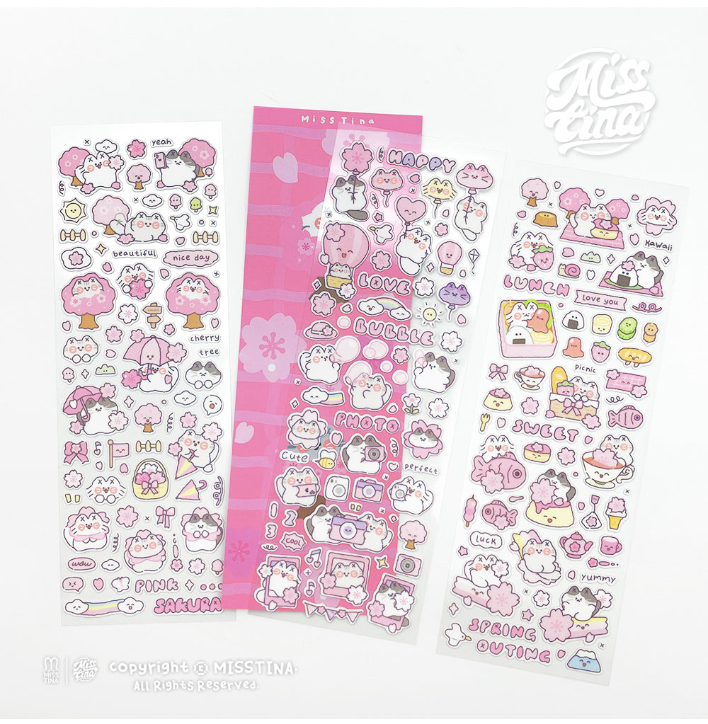「MISSTINA」Spring Symphony Mi Stickers, Three Star Sparkling Sand Films, Original Handmade Curtain Matte Film, Guka Stickers