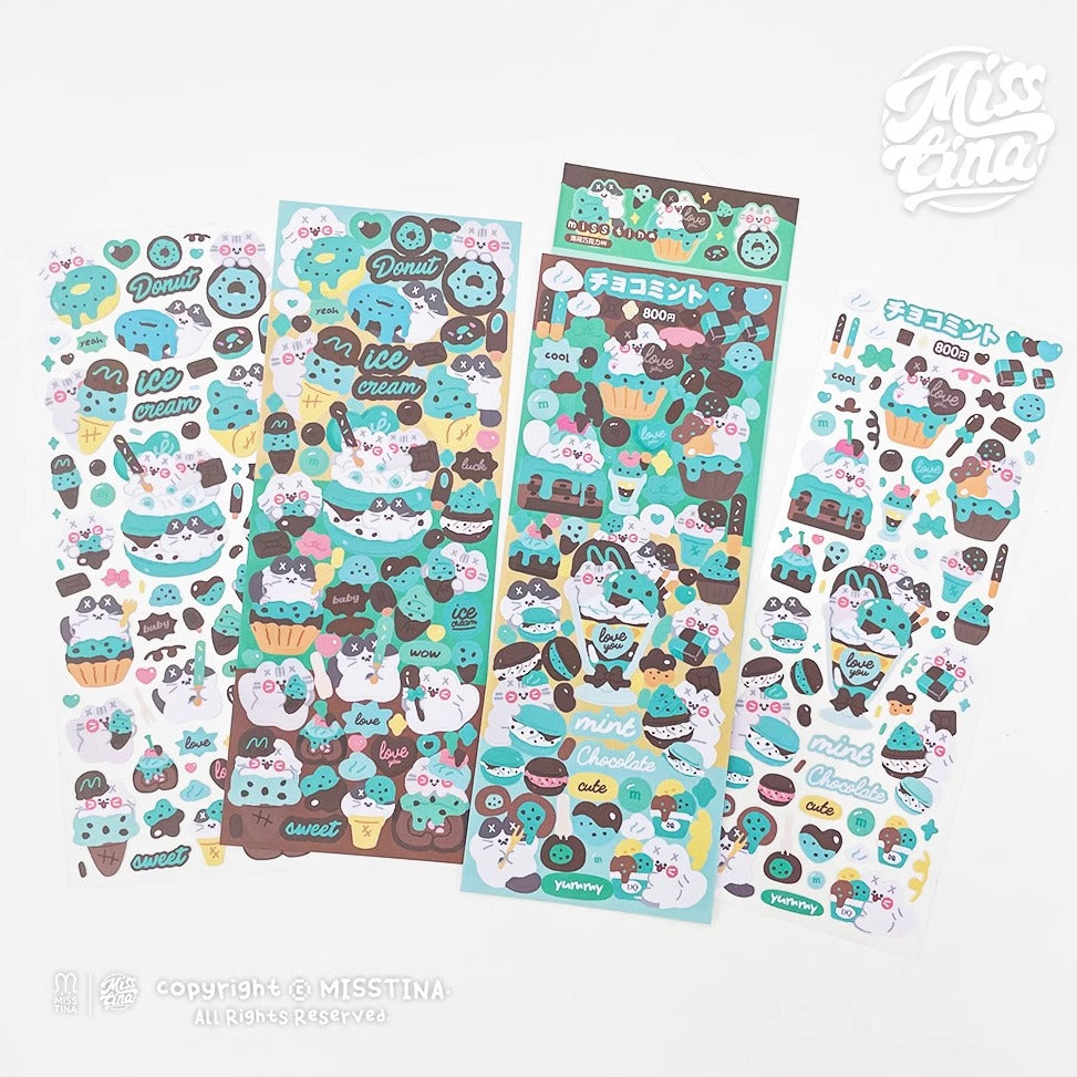 MISSTINA Mint Chocolate Mi Flash Film Borderless Sticker Original Waterproof Notebook Matte Film Star Coo Card