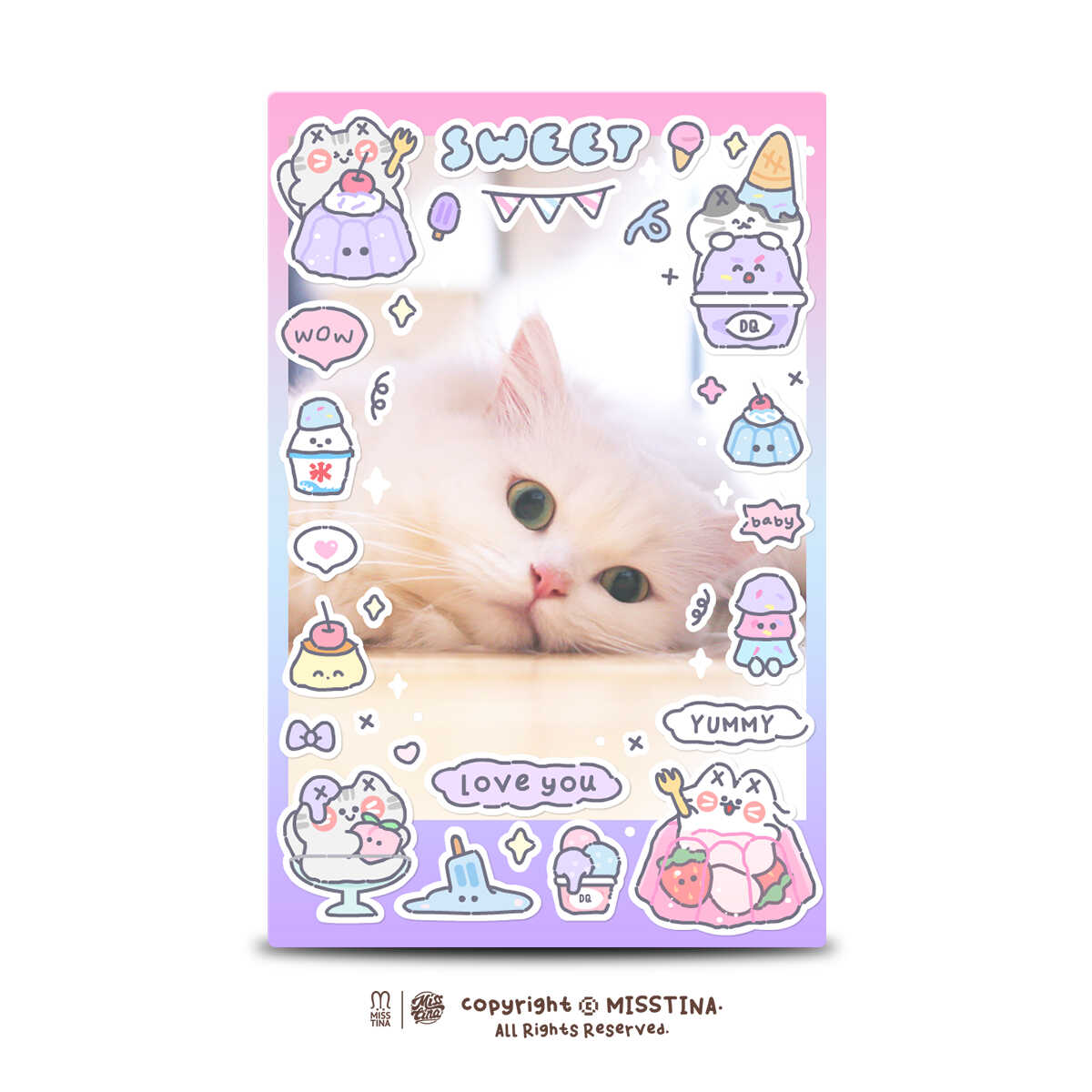 「MISSTINA」Colorful Dessert Sticker Roll Tape Star Flash Sand Film Original Matte Film Guka