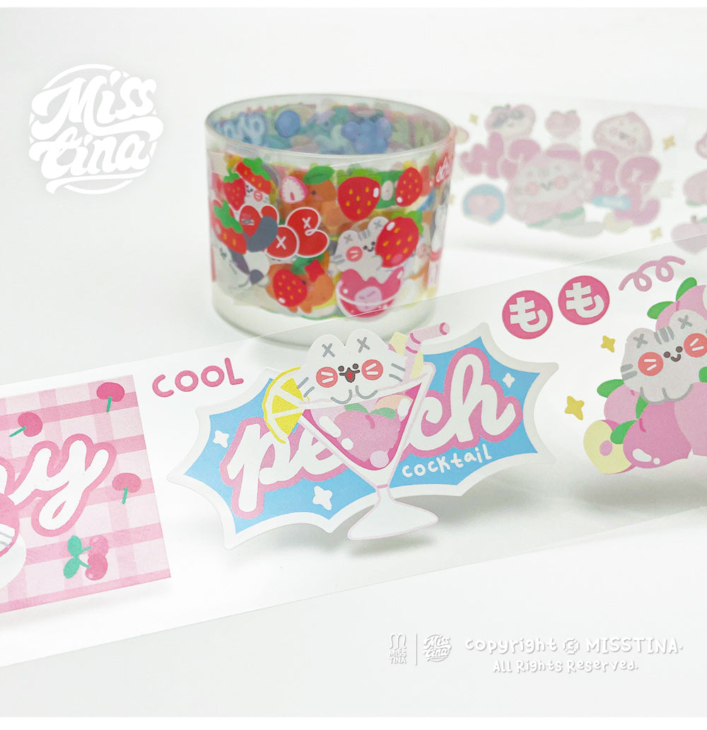 "MISSTINA" tape MI favorite fruit season glossy PET decorative notebook sticker original cat material