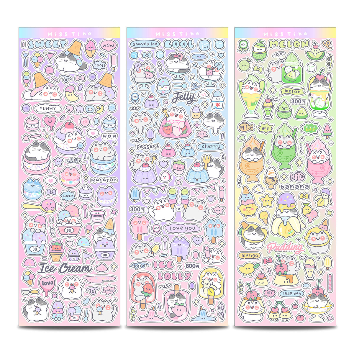 「MISSTINA」Colorful Dessert Flash Film Sticker Original Waterproof Notebook Matte Film Star Coo Card