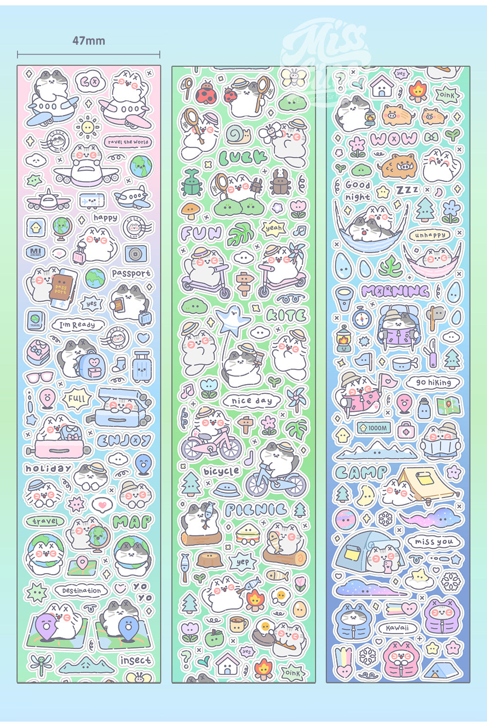 「MISSTINA」MI's travel mi sticker roll tape star glitter sand film original handbook matte film Guka