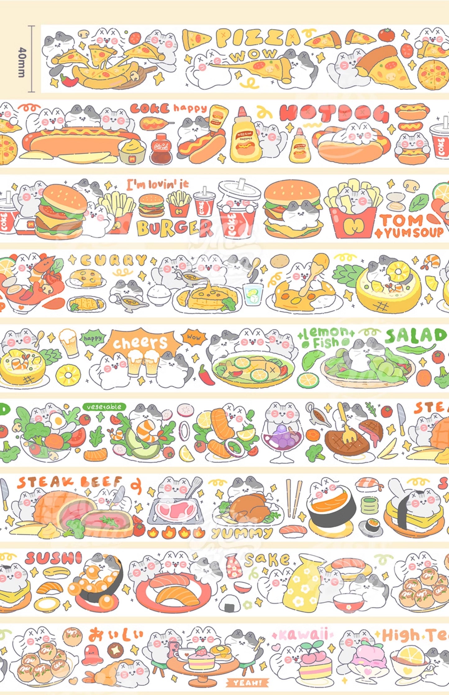 "MISSTINA" tape MI cat eat eat smooth PET and paper special oil decoration notebook sticker original