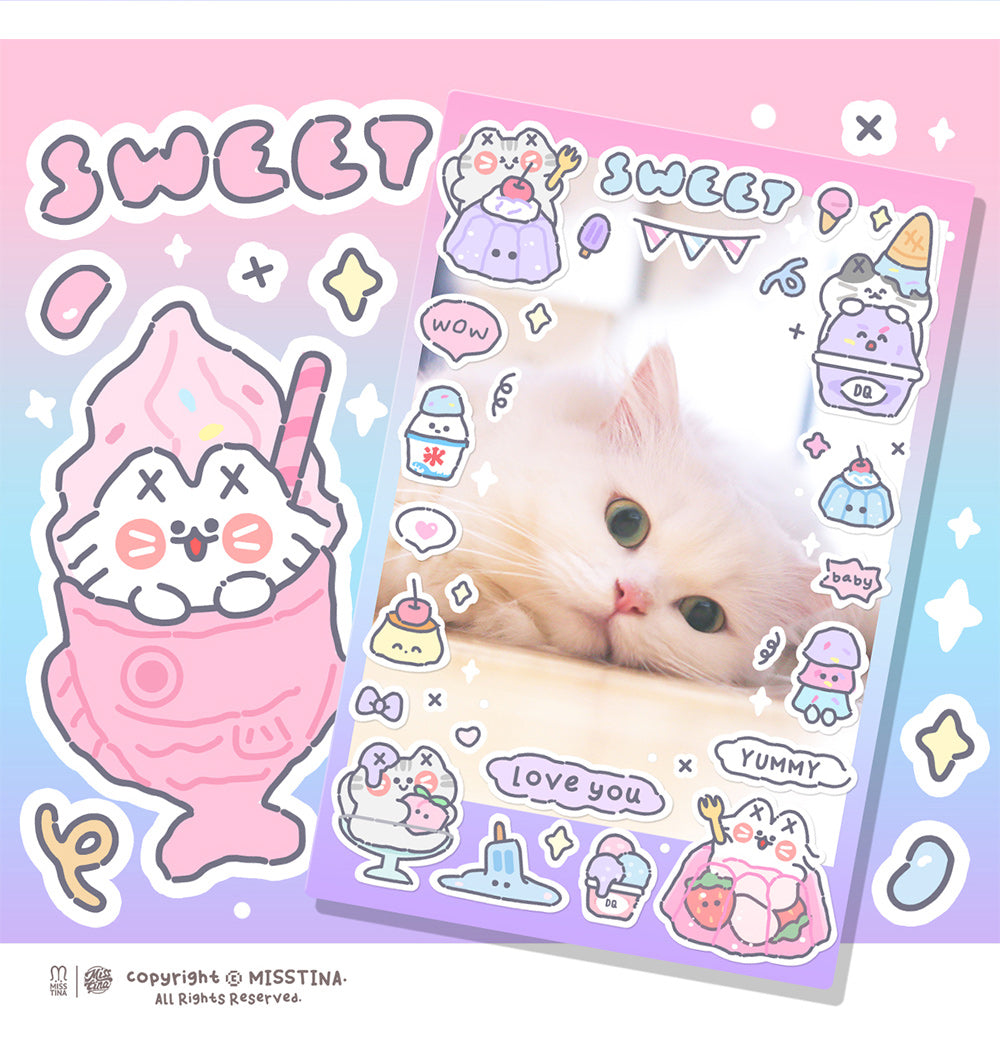 「MISSTINA」Colorful Dessert Sticker Roll Tape Star Flash Sand Film Original Matte Film Guka