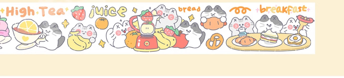 "MISSTINA" tape MI cat eat eat smooth PET and paper special oil decoration notebook sticker original