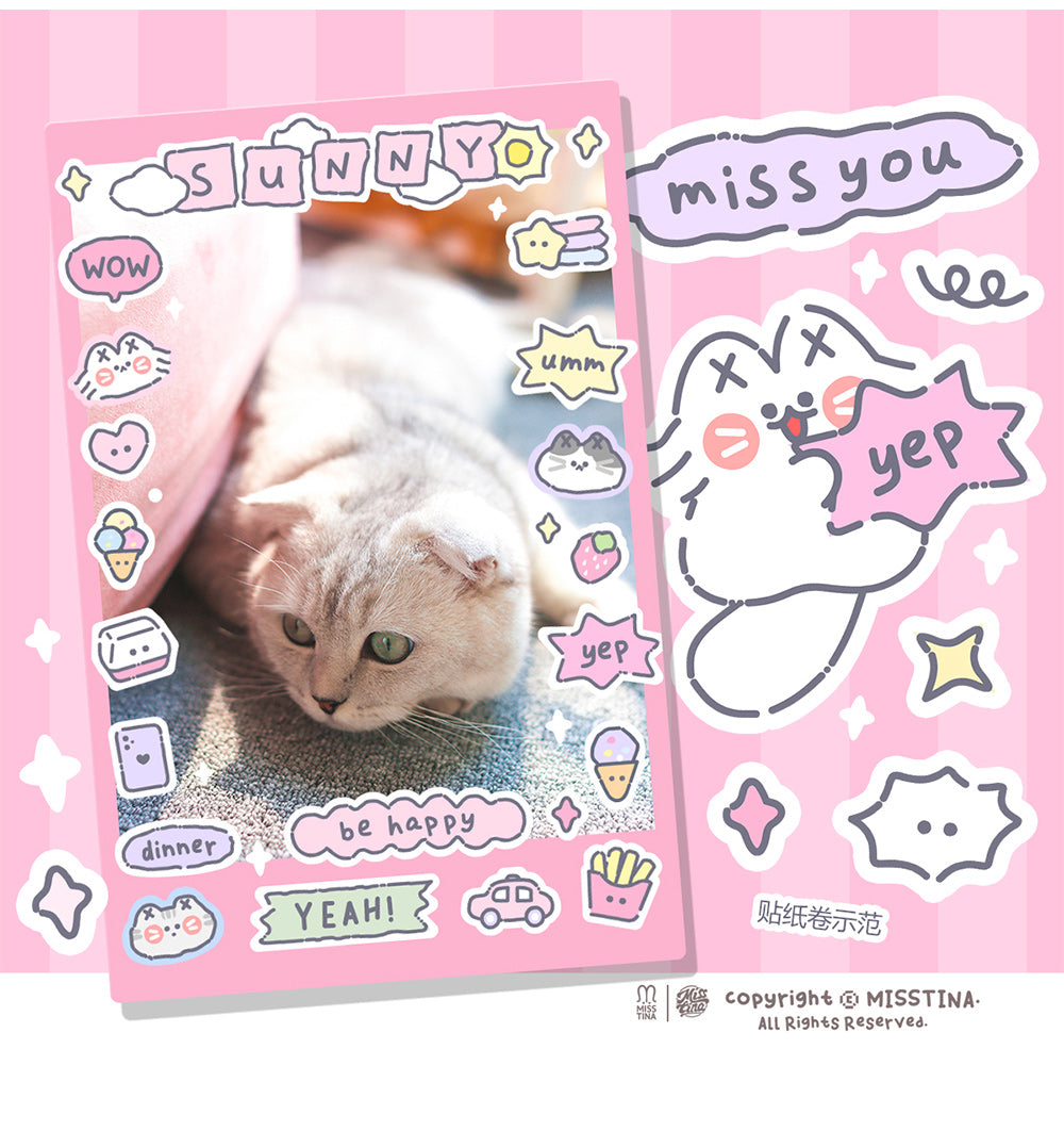 "MISSTINA" slightly sweet deco sticker roll tape star glitter sand film original handbook matte film star coo card