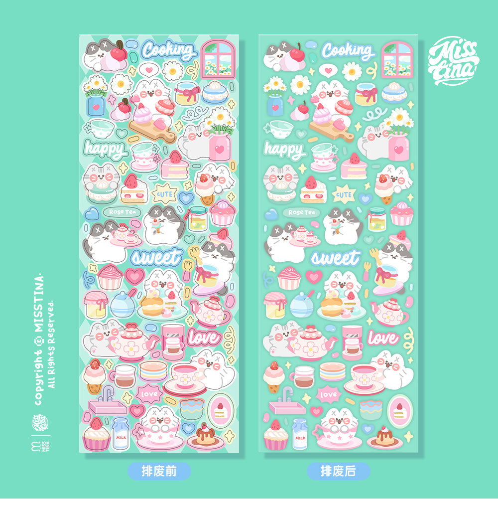 「MISSTINA」Pink Kitchen Mi Flash Film Borderless Sticker Original Waterproof Notebook Matte Film Star Coo Card