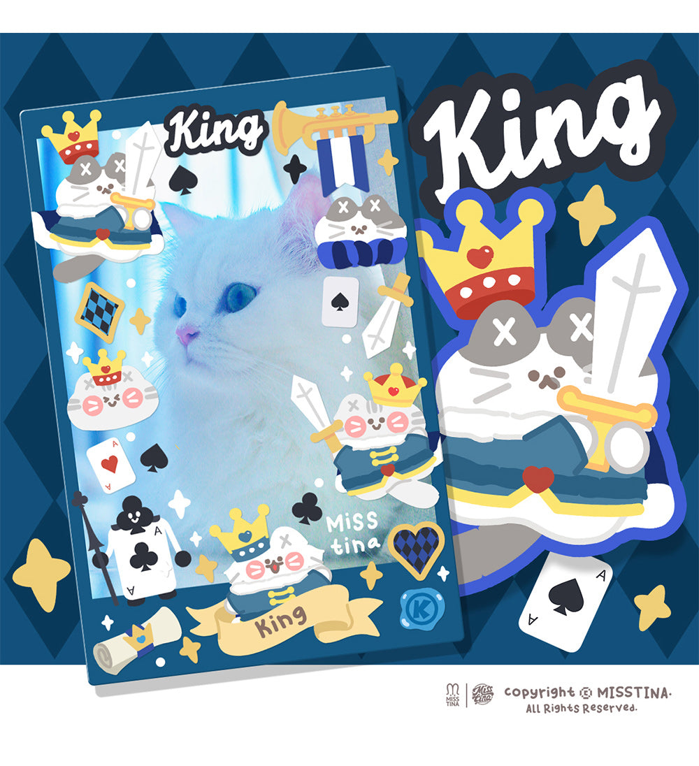 "MISSTINA" MI's red and blue Poker Kingdom plain laser film stickers original waterproof notebook stickers