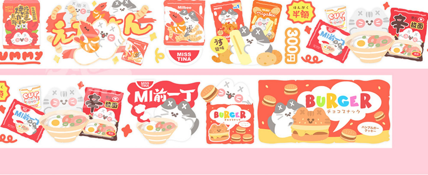 "MISSTINA" tape MI's drama treasure snack glossy PET decorative notebook sticker original cat