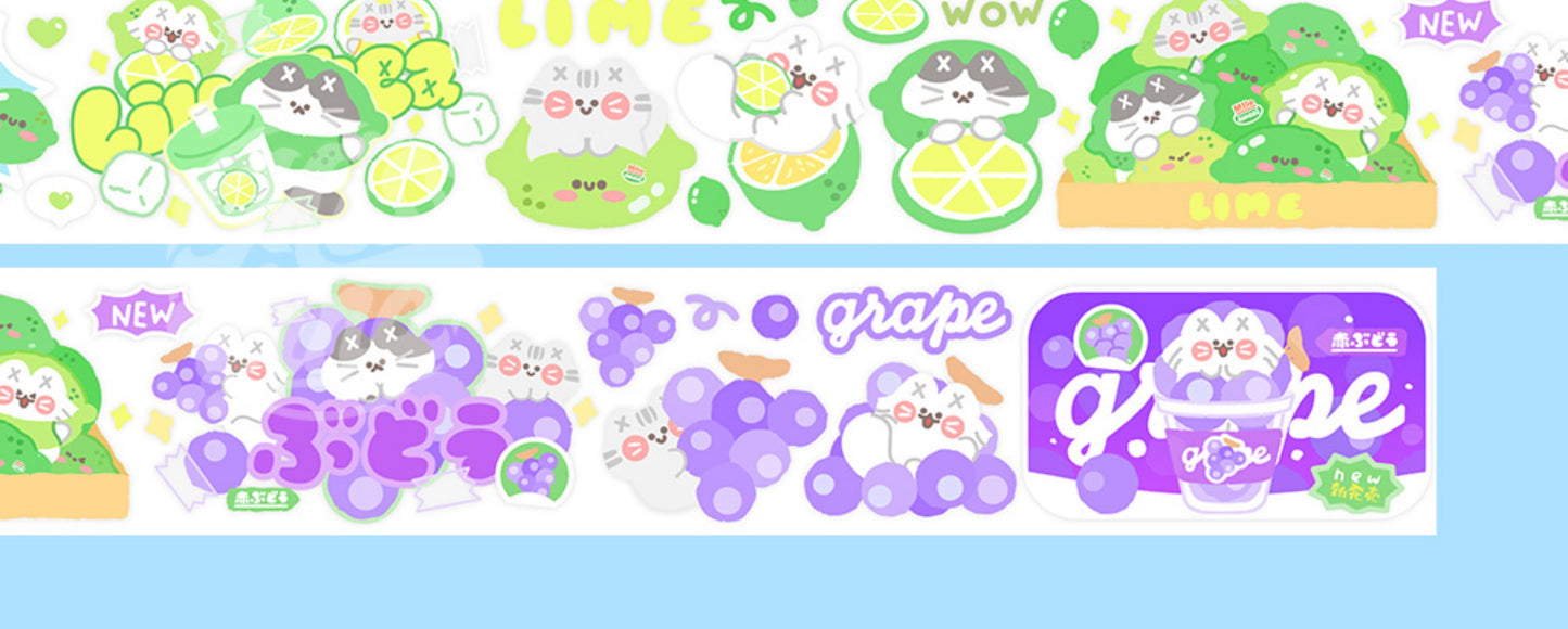 "MISSTINA" tape MI favorite fruit season glossy PET decorative notebook sticker original cat material