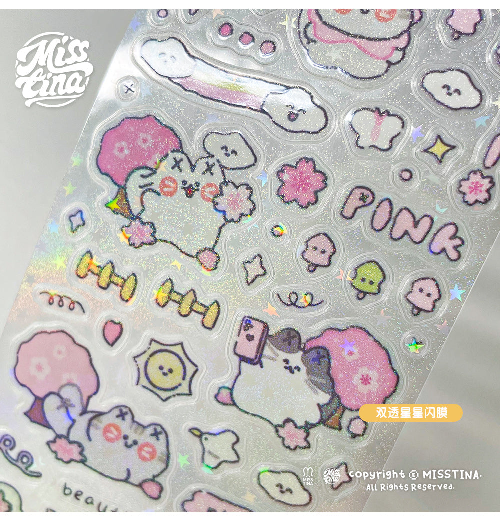 「MISSTINA」Spring Symphony Mi Sticker Roll Tape Star Sparkling Sand Film Original Handbag Matte Film Guk