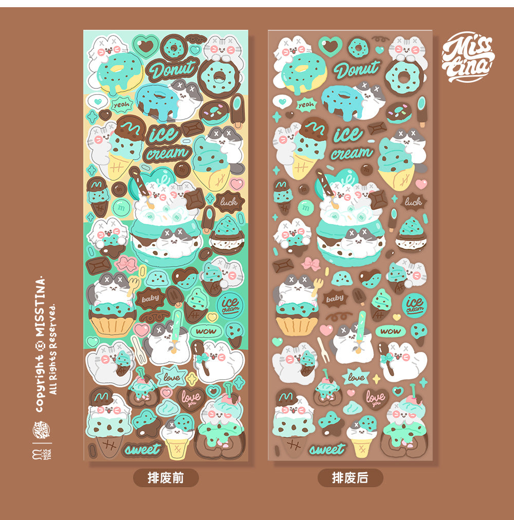 MISSTINA Mint Chocolate Mi Flash Film Borderless Sticker Original Waterproof Notebook Matte Film Star Coo Card