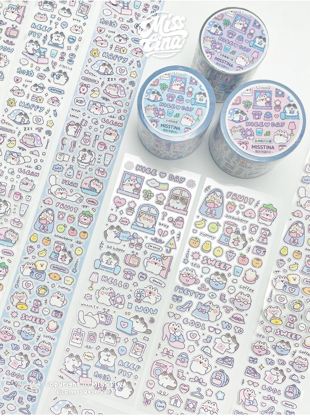 "MISSTINA" weekend home mi sticker roll tape star flash sand film original handbook matte film paper cuckoo card