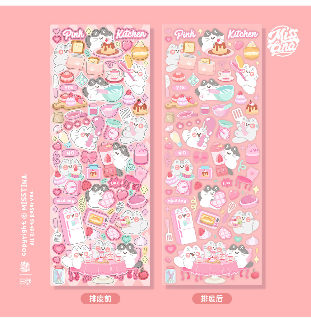 「MISSTINA」Pink Kitchen Mi Flash Film Borderless Sticker Original Waterproof Notebook Matte Film Star Coo Card