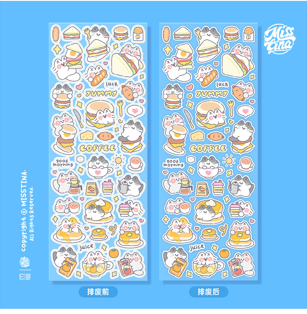 "MISSTINA" Breakfast MI series flash film stickers original waterproof diary notebook stickers celebrity card stickers