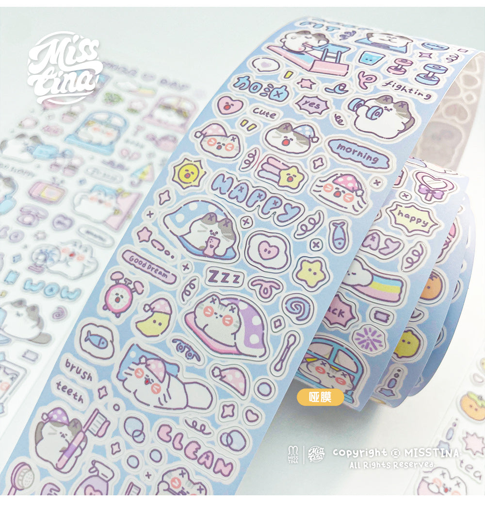 "MISSTINA" weekend home mi sticker roll tape star flash sand film original handbook matte film paper cuckoo card