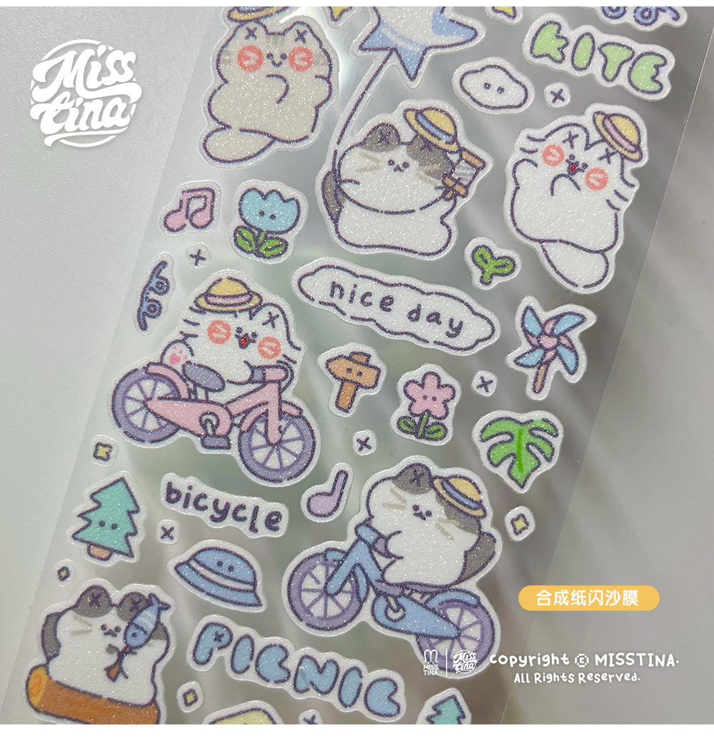 「MISSTINA」MI's travel mi sticker roll tape star glitter sand film original handbook matte film Guka