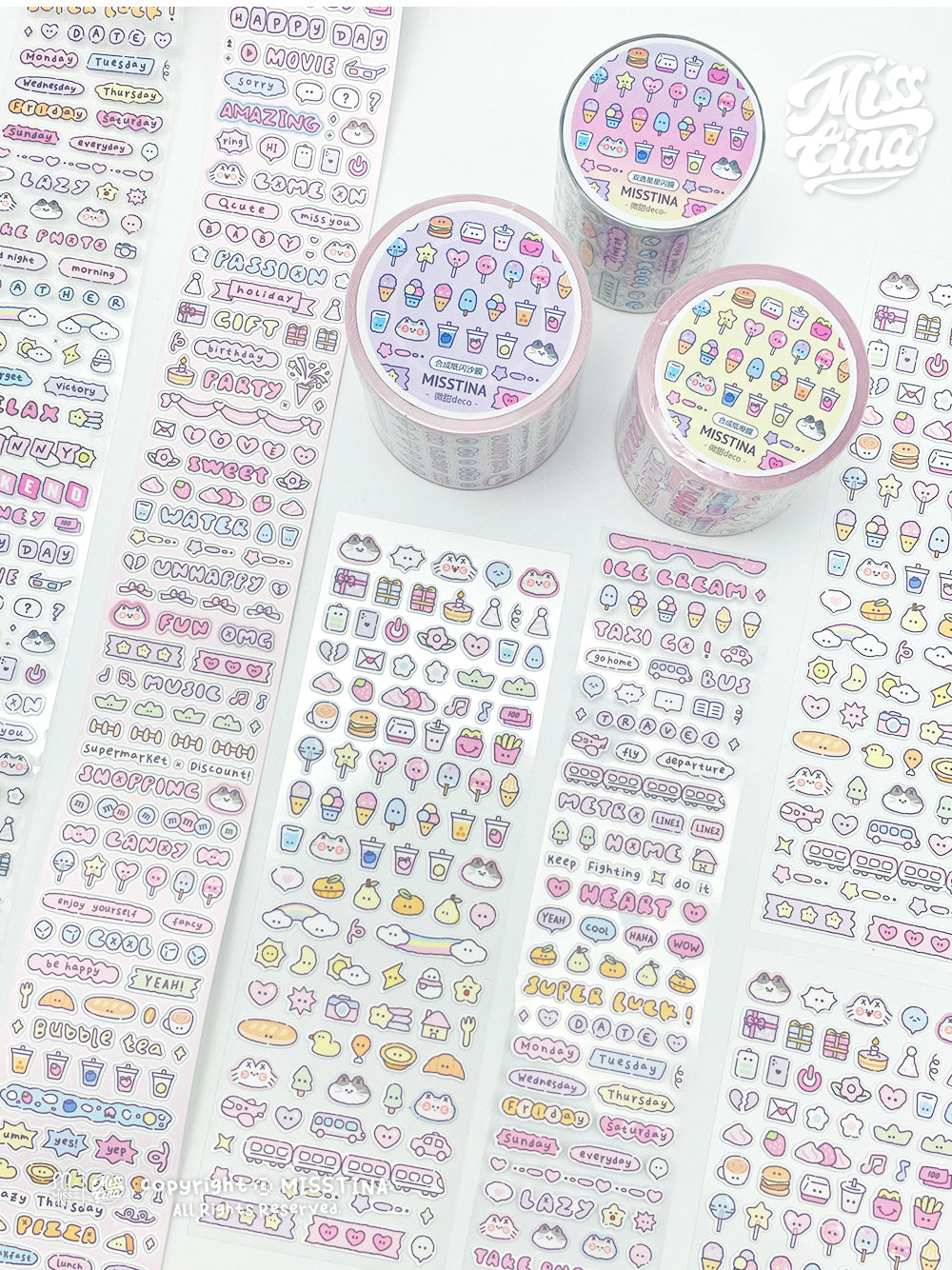 "MISSTINA" slightly sweet deco sticker roll tape star glitter sand film original handbook matte film star coo card