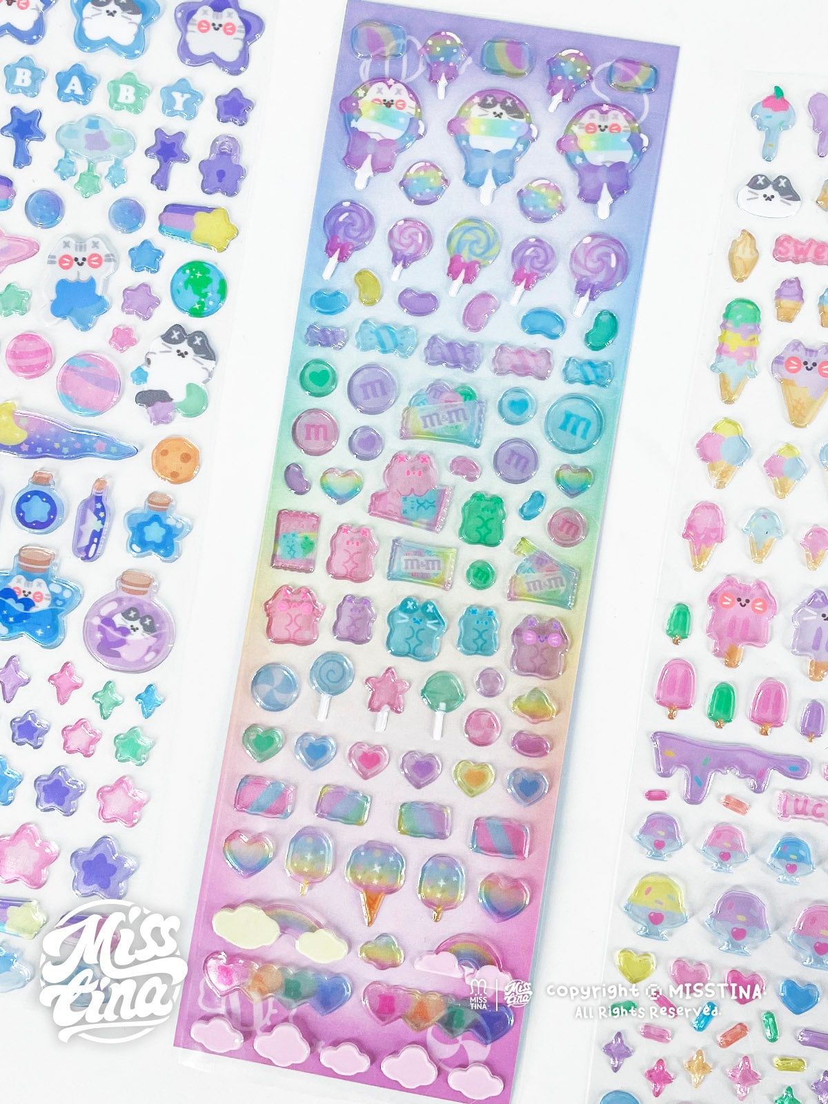 MISSTINA original transparent snowflake ice candy DECO three-dimensional stickers diary notebook card