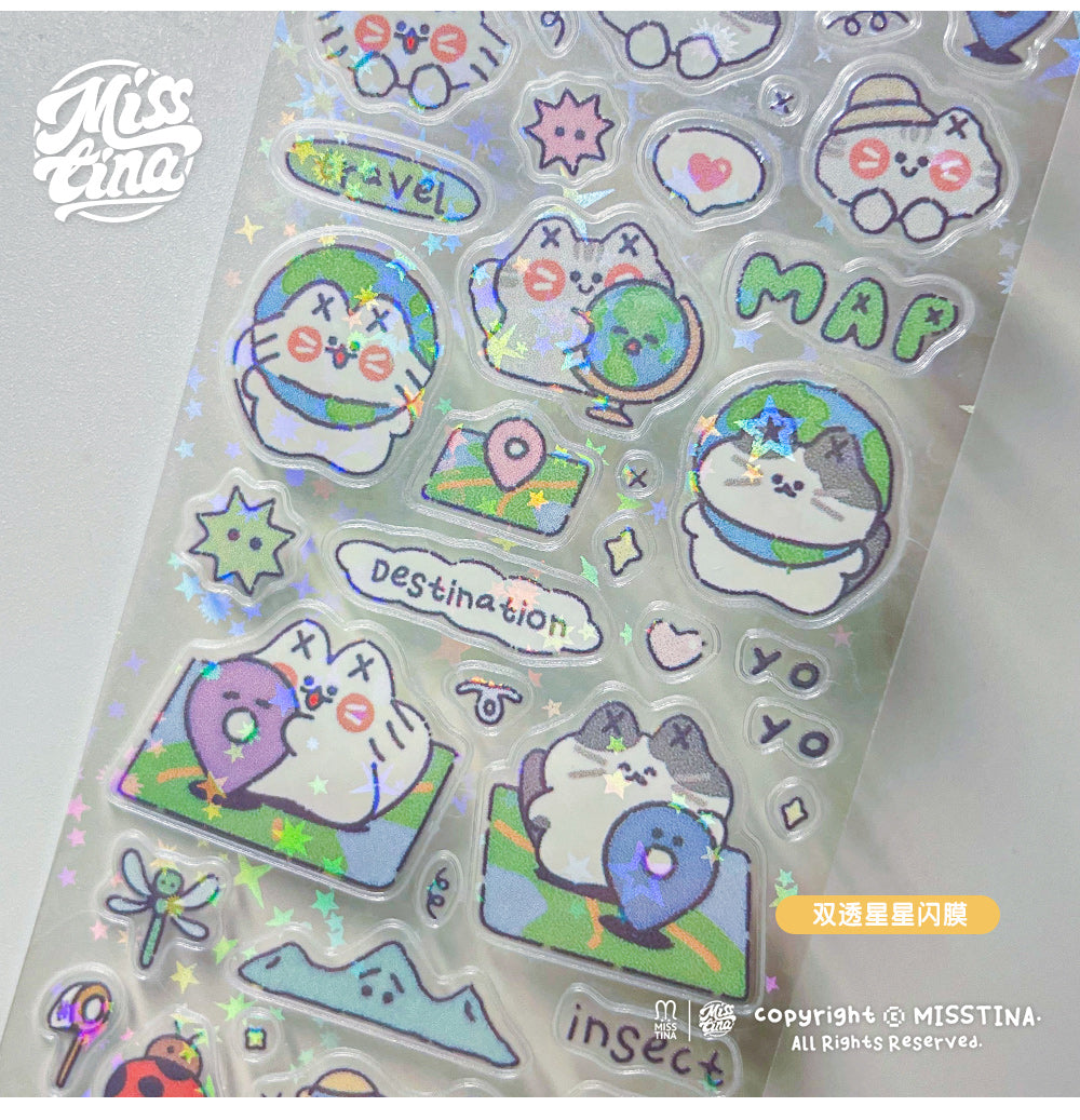 「MISSTINA」MI's travel mi sticker roll tape star glitter sand film original handbook matte film Guka