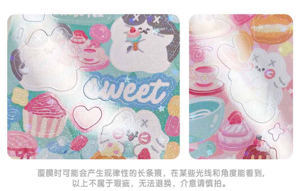 「MISSTINA」Pink Kitchen Mi Flash Film Borderless Sticker Original Waterproof Notebook Matte Film Star Coo Card