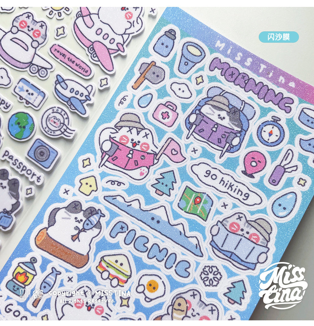 「MISSTINA」Travel Mi Flash Film Matt Film Borderless Sticker Original Waterproof Notebook Matt Film Star Coo Card