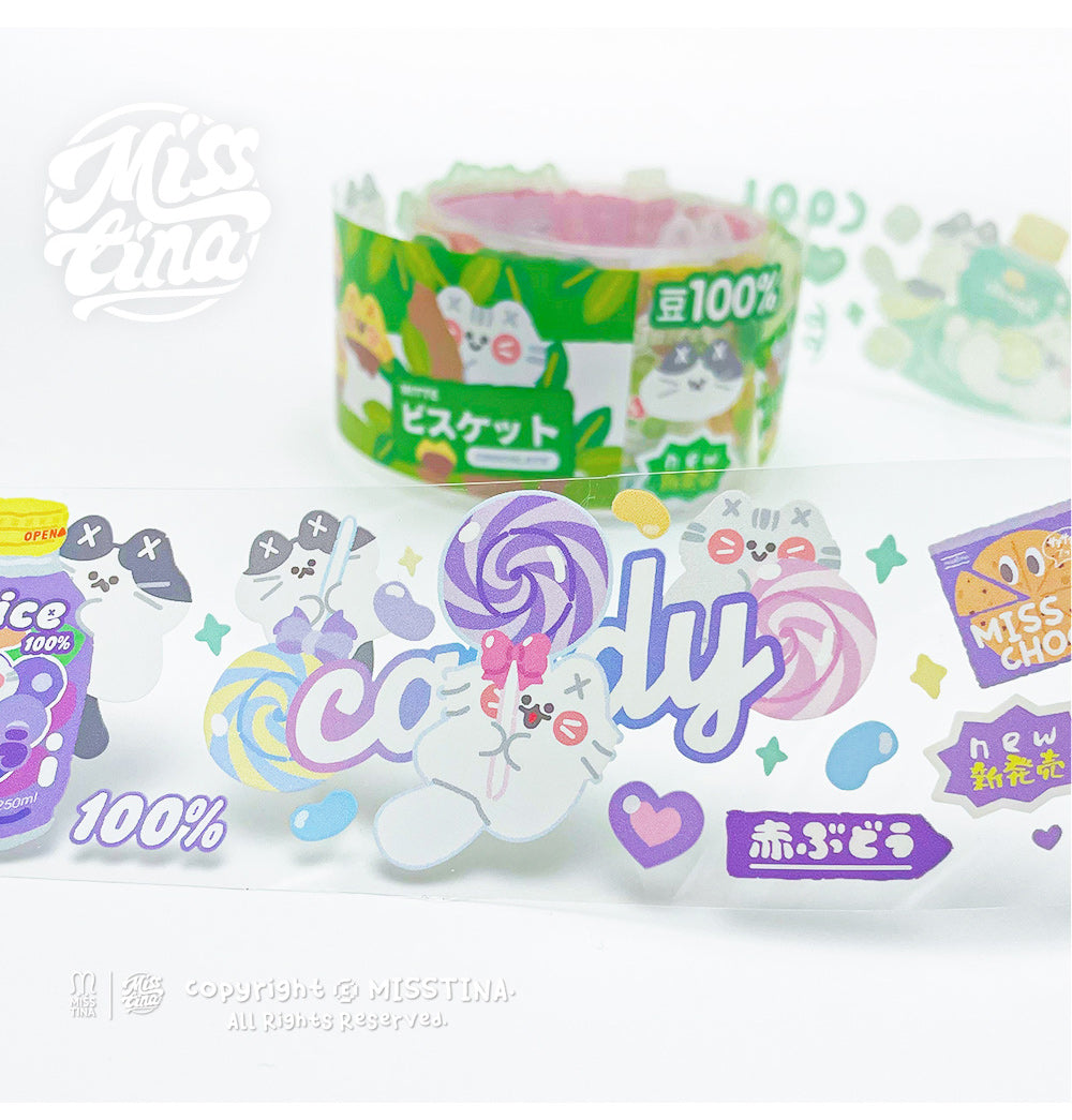 "MISSTINA" tape MI's drama treasure snack glossy PET decorative notebook sticker original cat